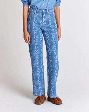 Jean Zach leopard print and blue stripes