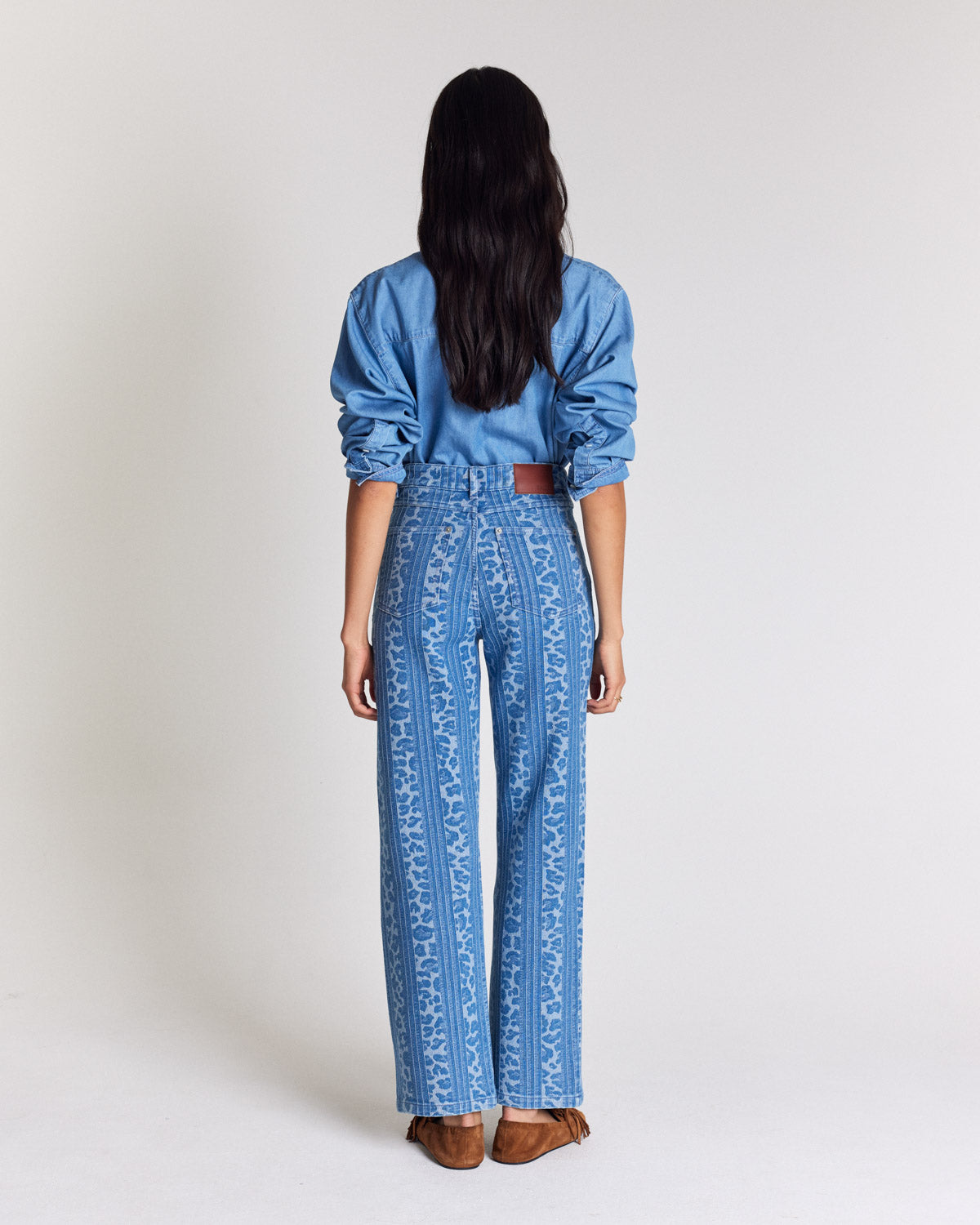 Jean Zach leopard print and blue stripes