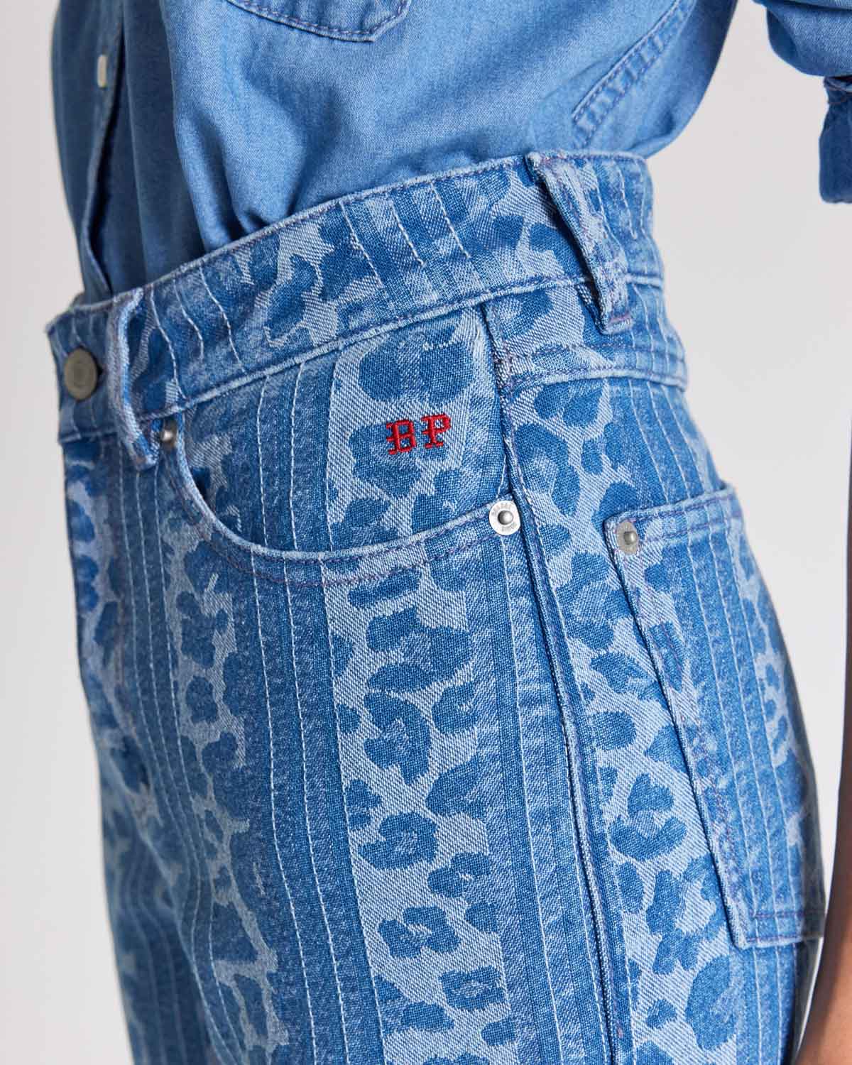 Jean Zach leopard print and blue stripes