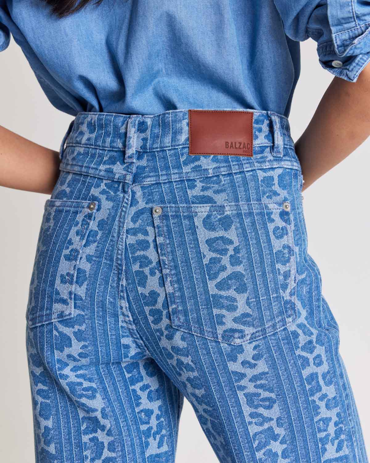 Jean Zach leopard print and blue stripes