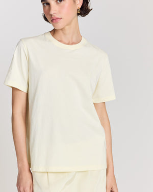 Embroidered pastel yellow Bree T-shirt
