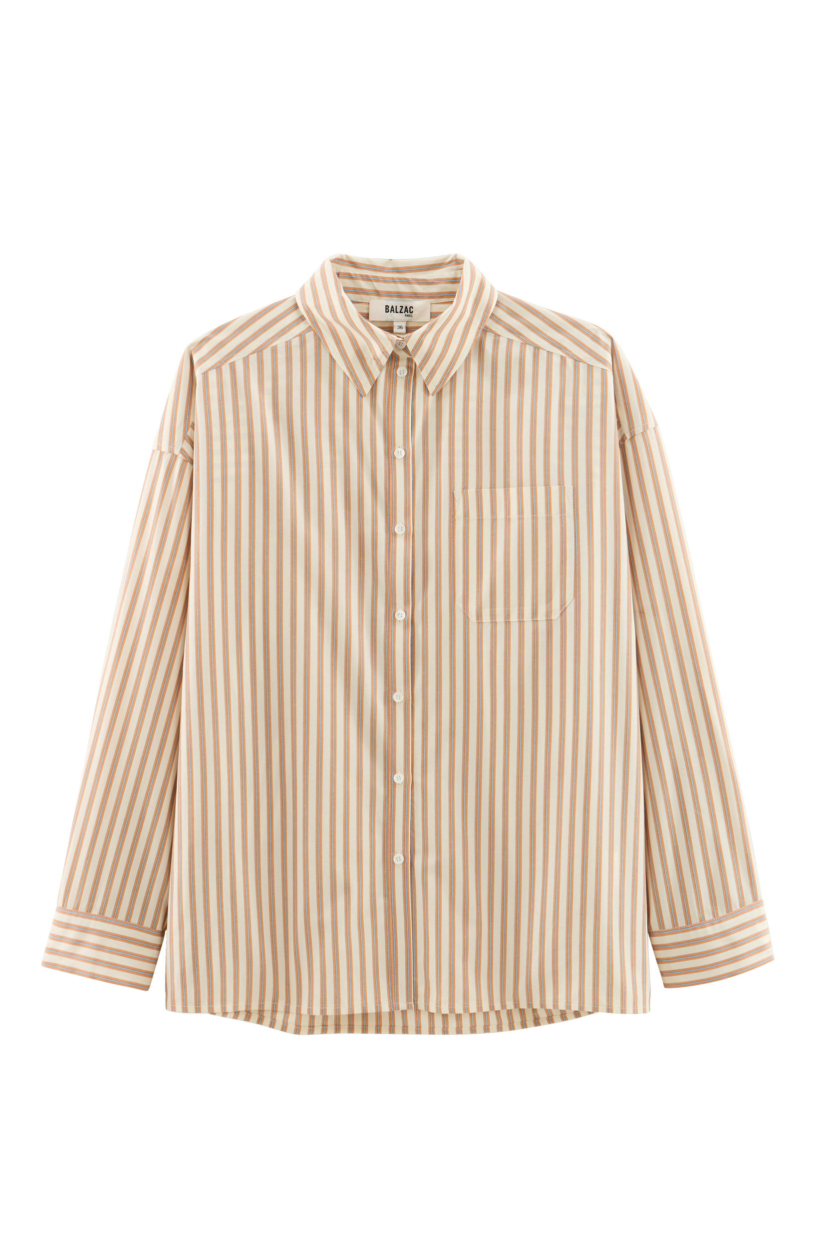 Shirt Hector stripes orange, blue and ecru
