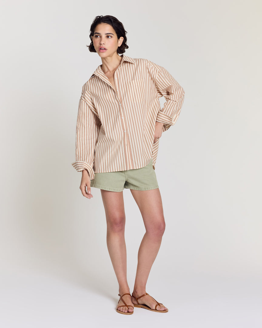 Shirt Hector stripes orange, blue and ecru