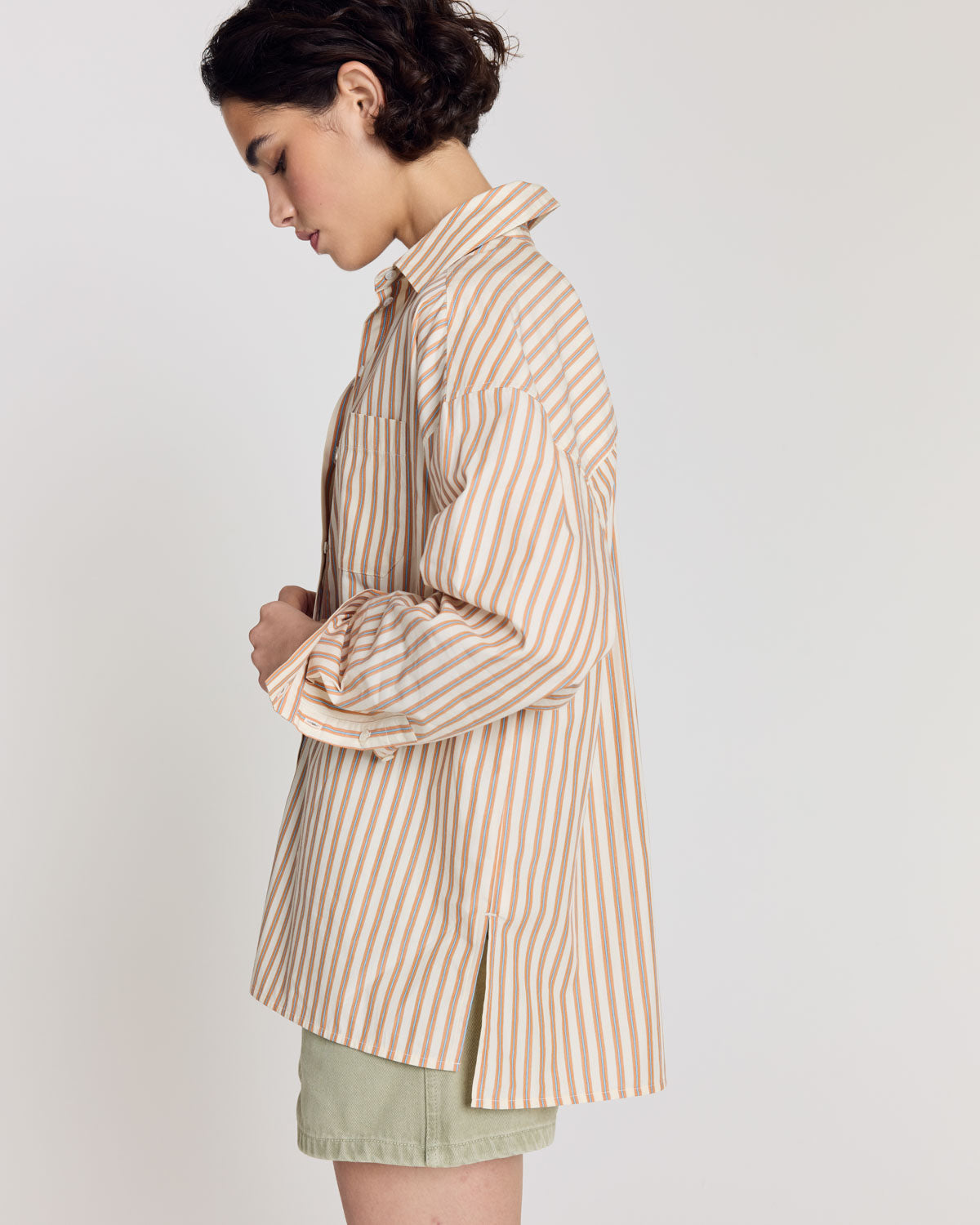 Shirt Hector stripes orange, blue and ecru