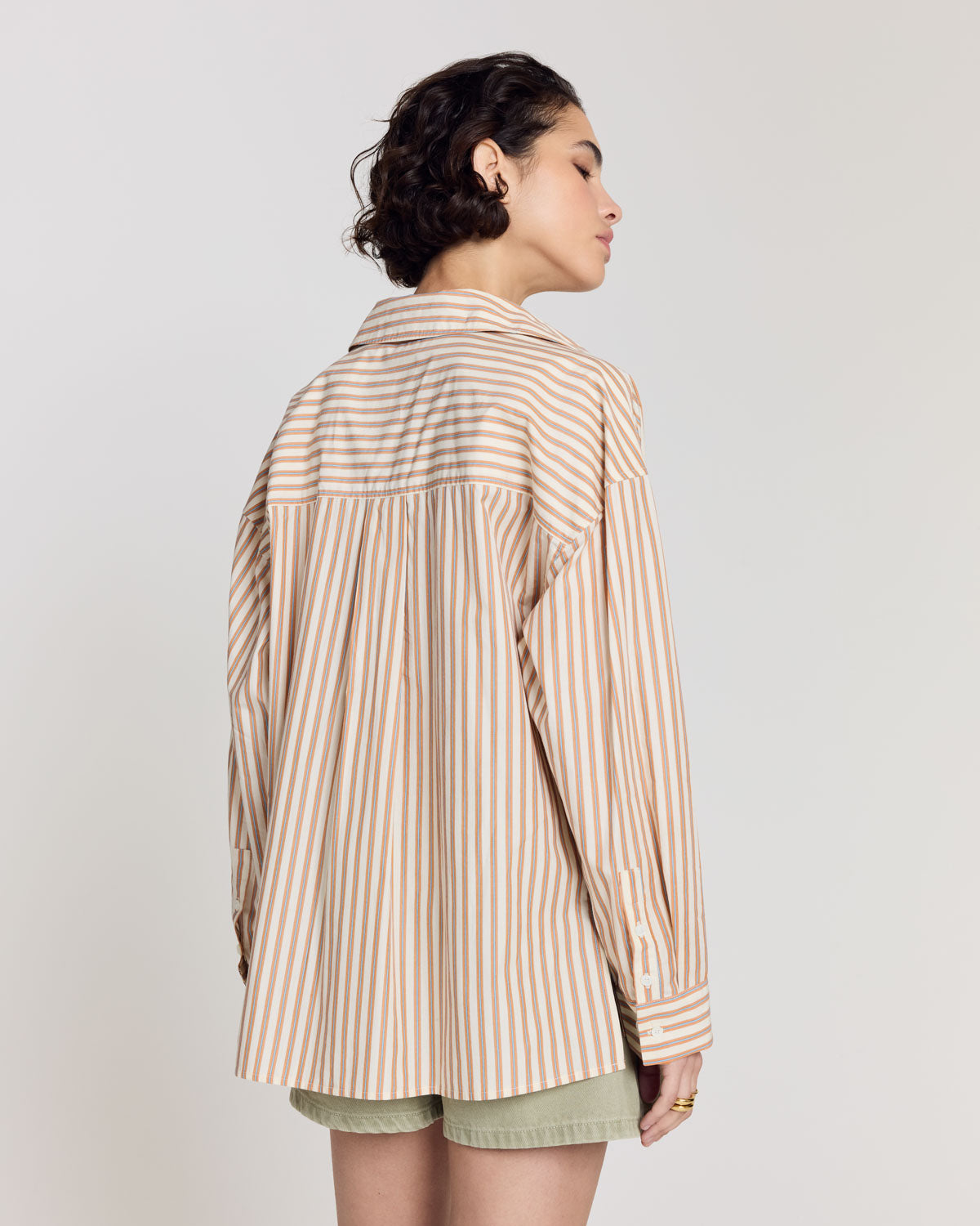 Shirt Hector stripes orange, blue and ecru