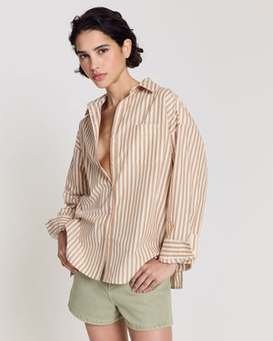 Hector shirt orange, blue and off-white stripes