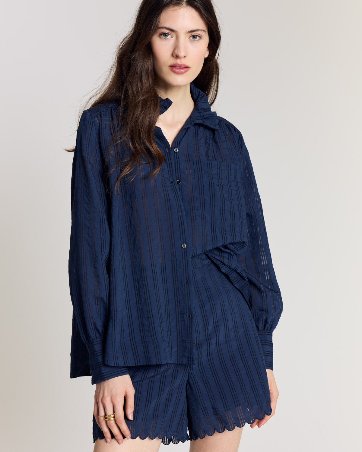 Shirt Leonor navy textured