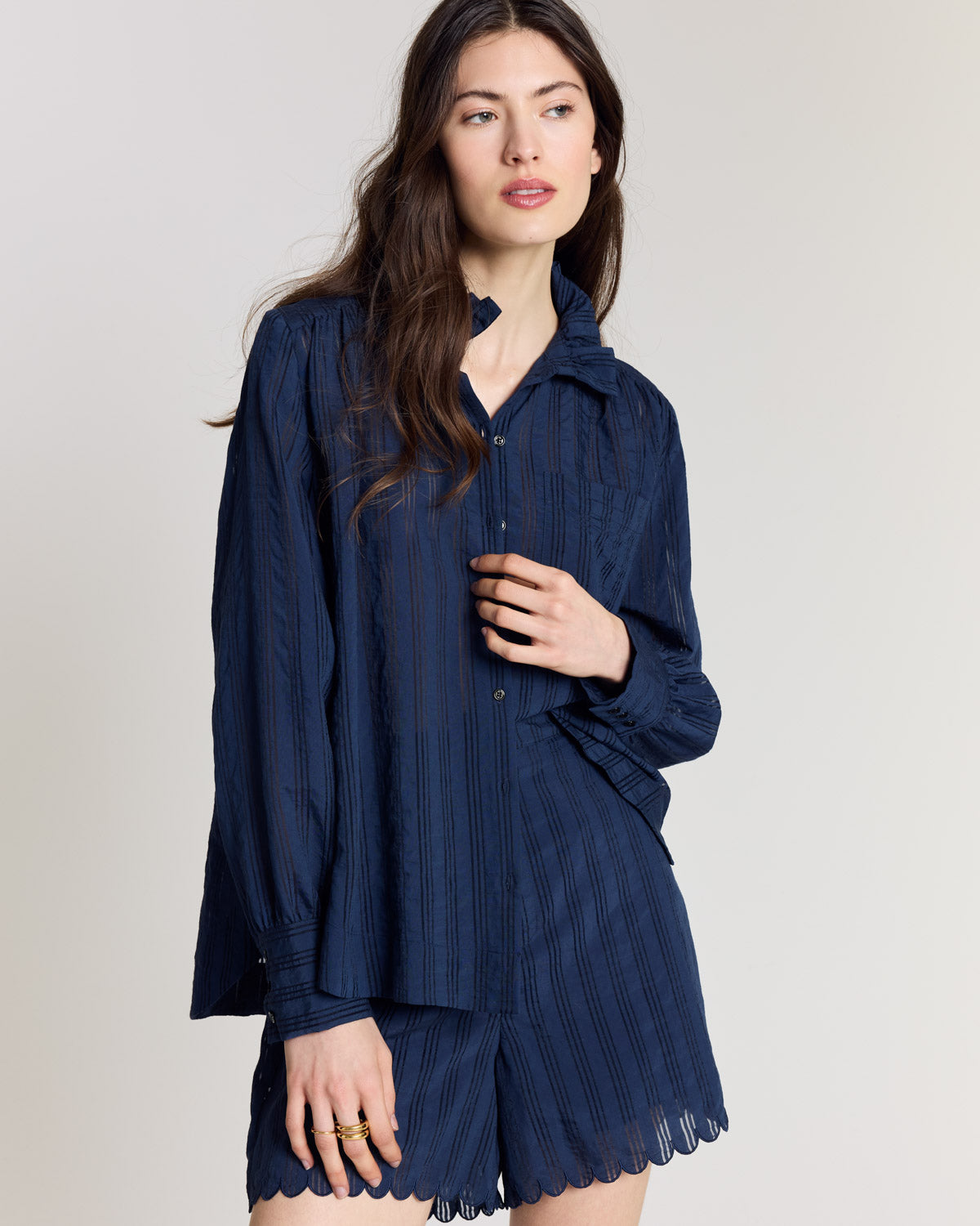 Shirt Leonor navy textured