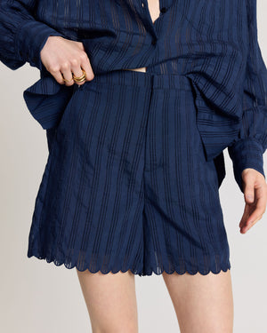 Cirilo textured navy shorts