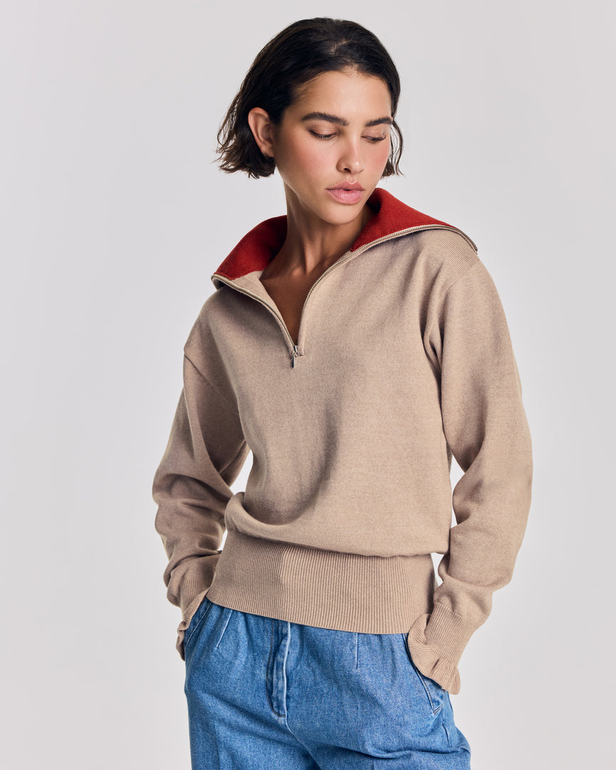 Pull Lila beige et rouille