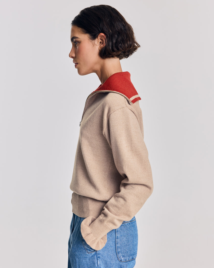 Pull Lila beige et rouille