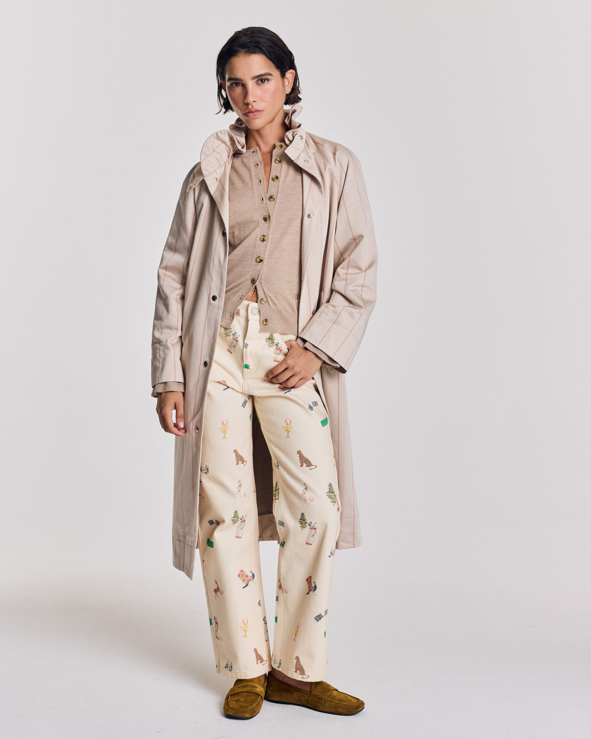 Trench Talma beige et rouge