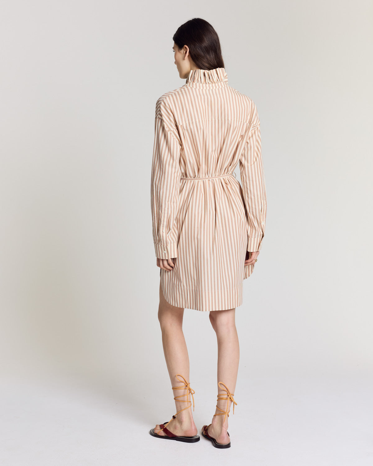 Dress Lior stripes orange, blue and ecru
