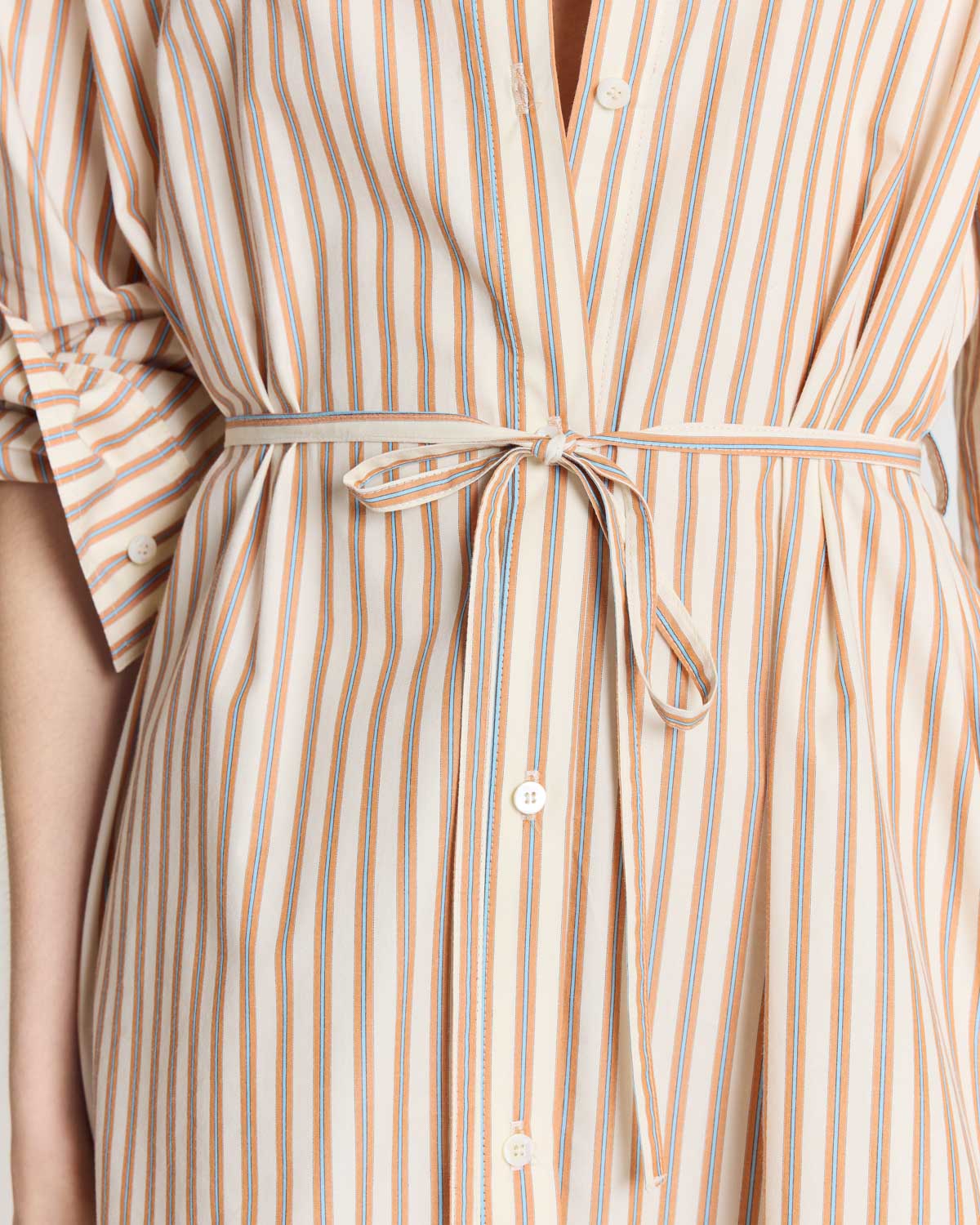 Dress Lior stripes orange, blue and ecru