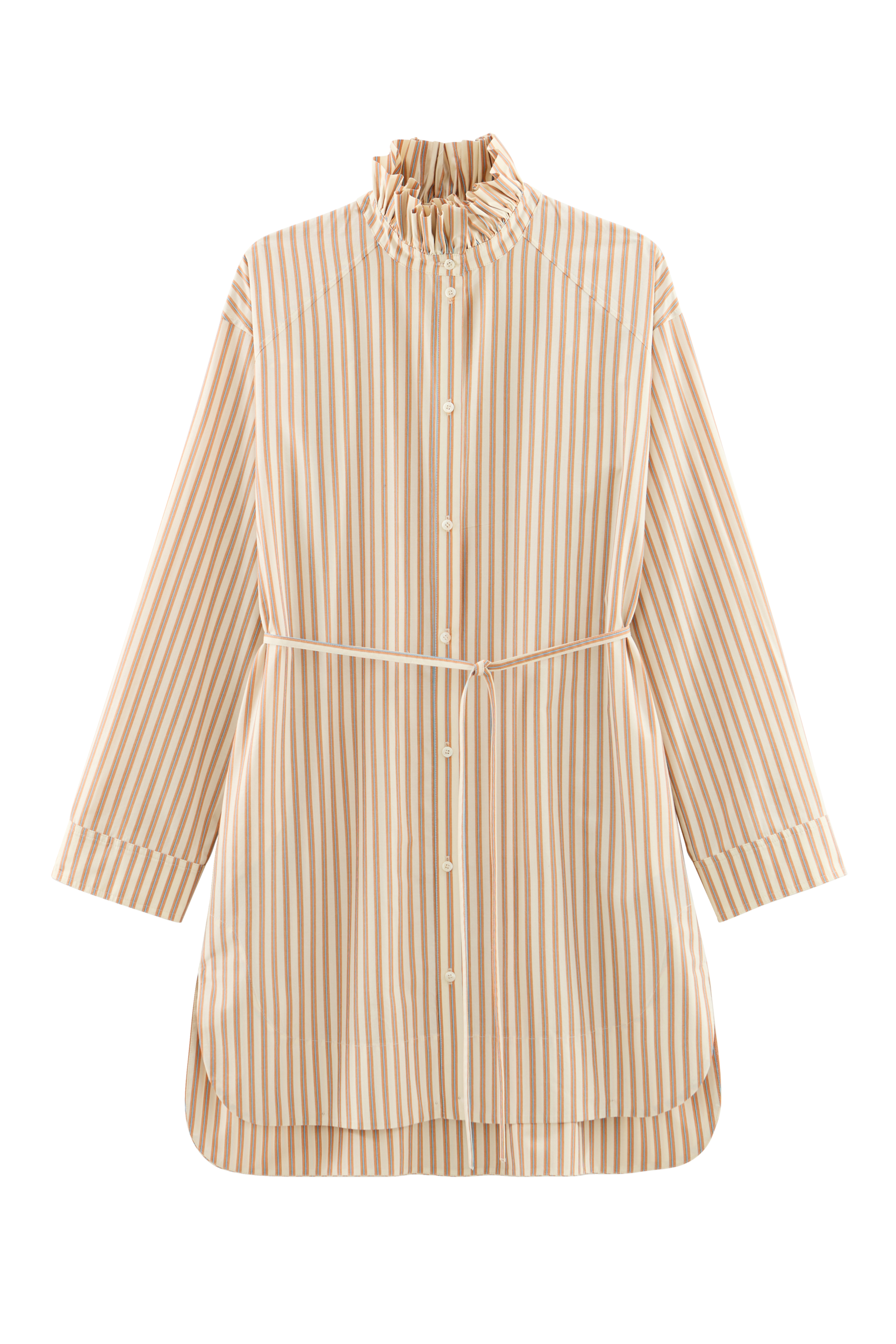 Dress Lior stripes orange, blue and ecru