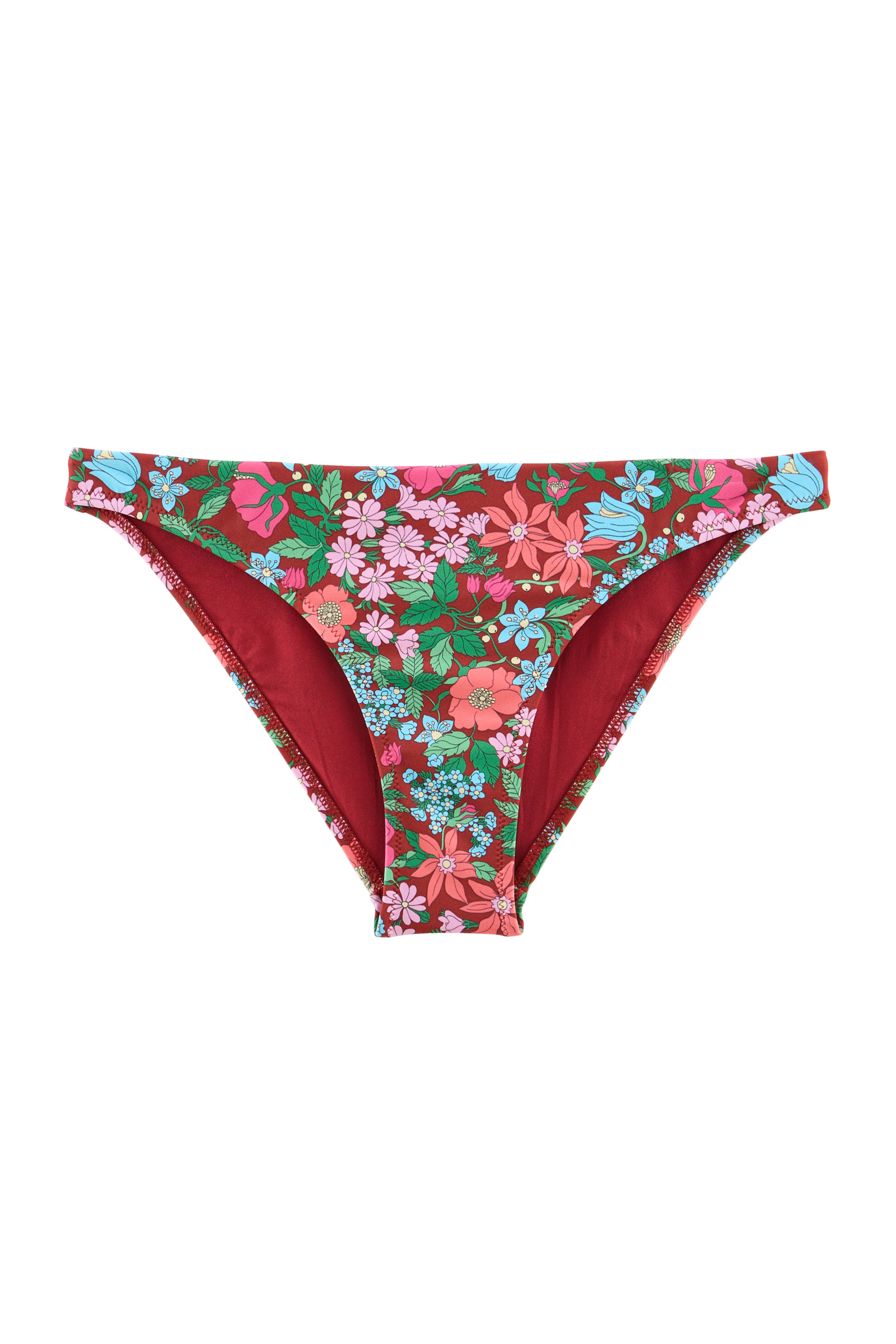Bikini bottoms Fabiola printed Liberty pink and burgundy