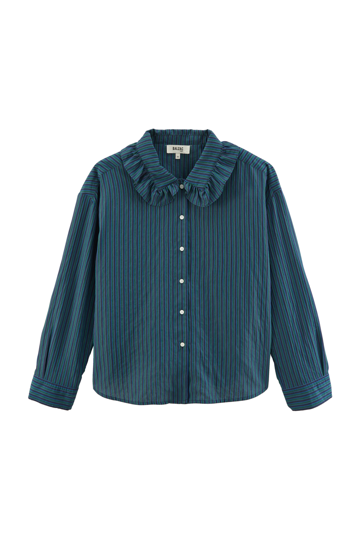 Chemise Thalia rayures vert et bleu