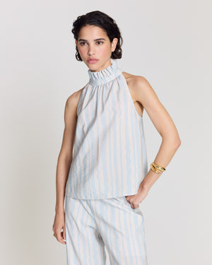 Leonora wave stripe top white background