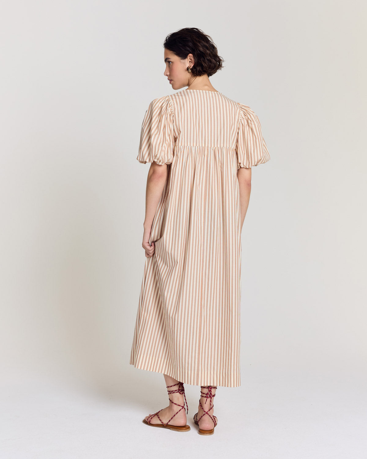 Dress Lavanda stripes orange, blue and ecru