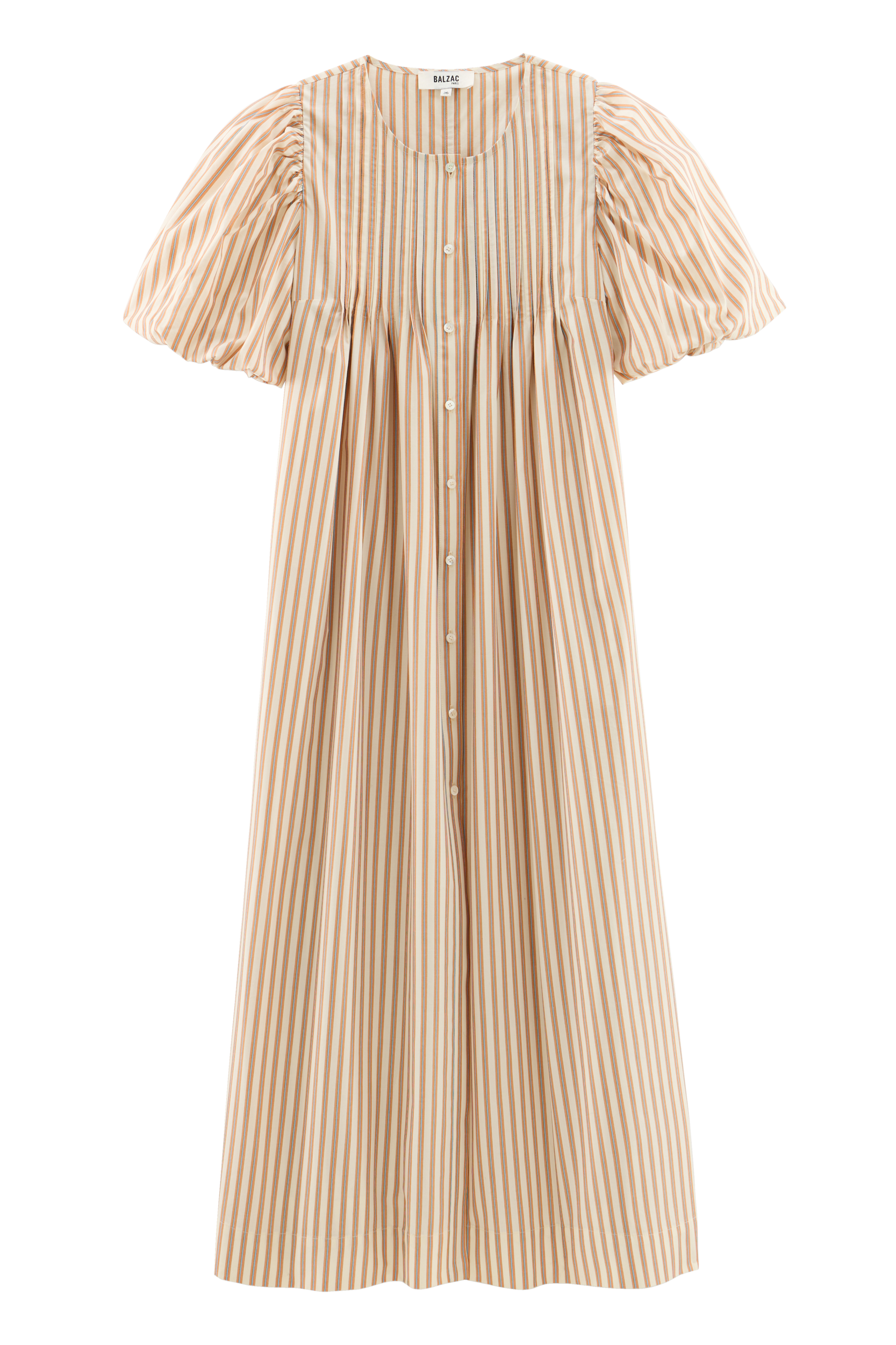 Dress Lavanda stripes orange, blue and ecru