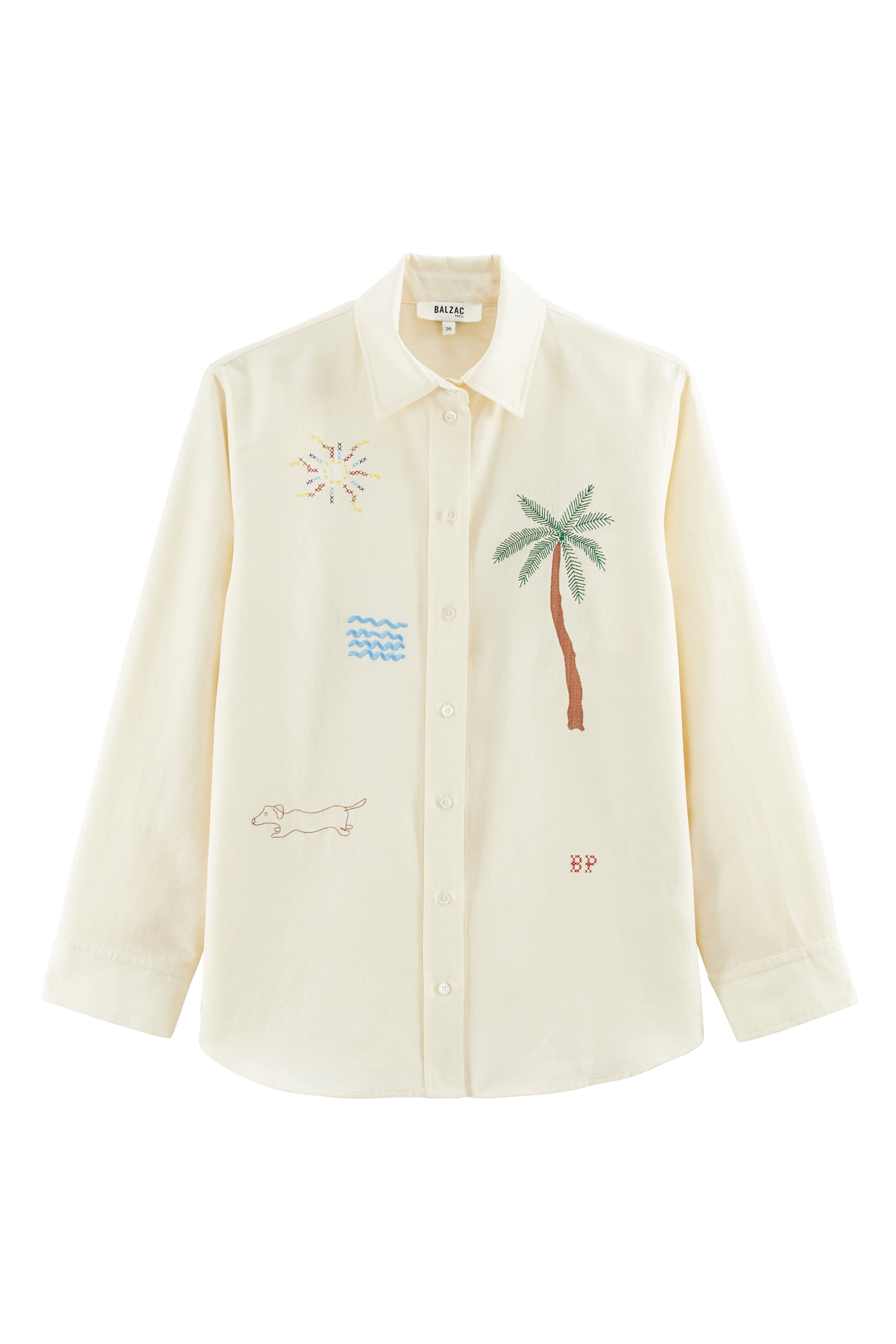 Anne ivory white shirt with multicolored embroidery