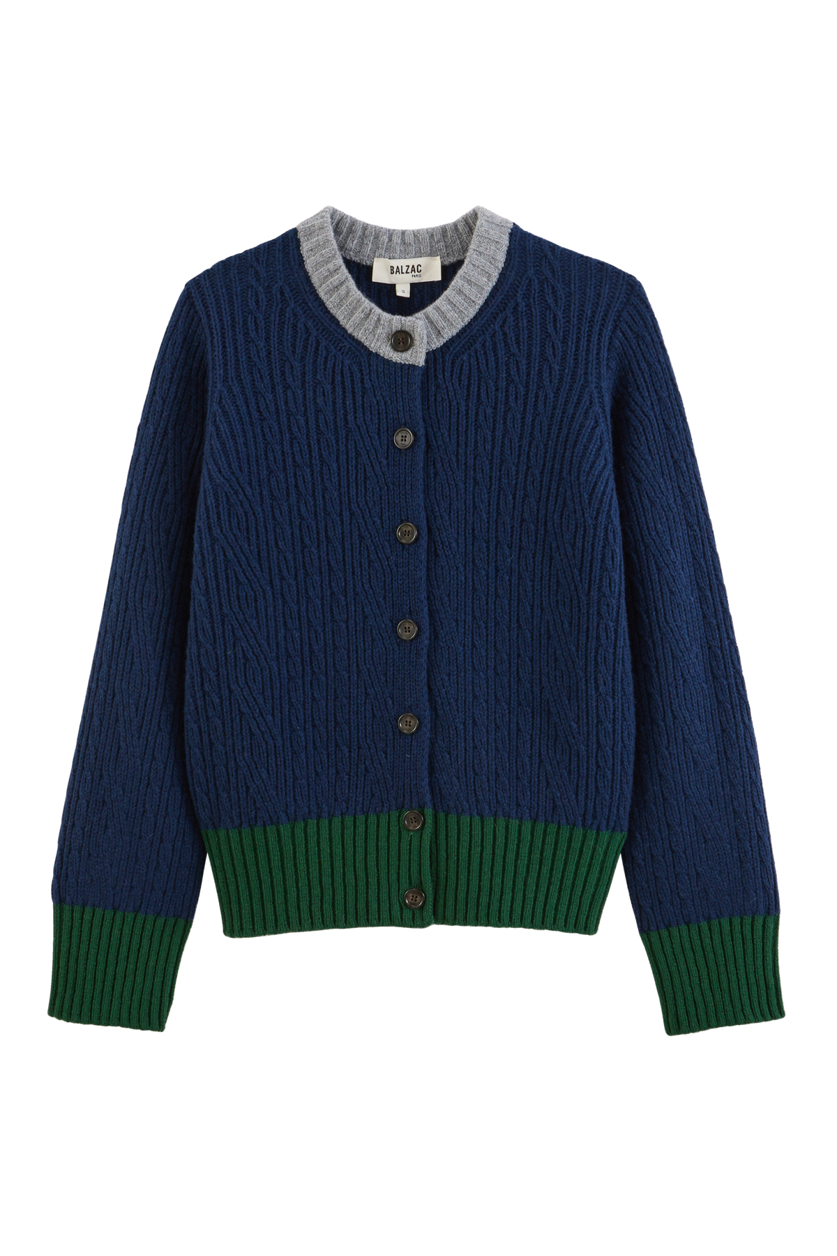 Cardigan Clea bleu marine et vert