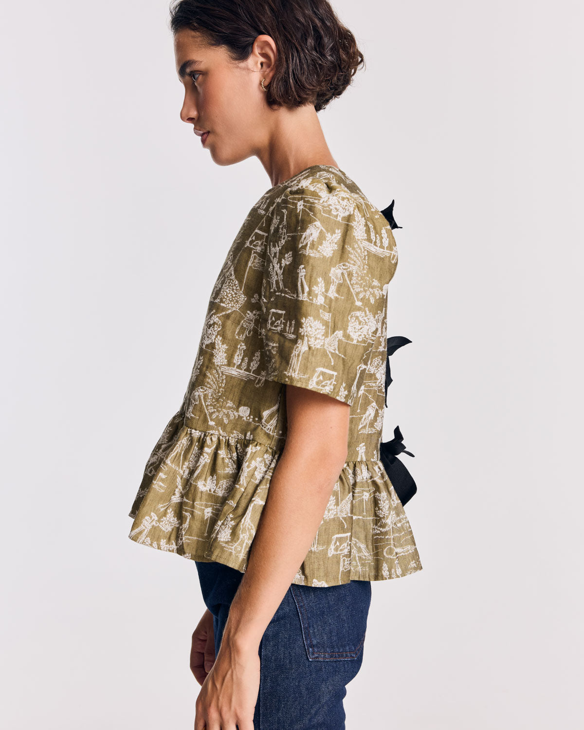 Naomi khaki play card print top