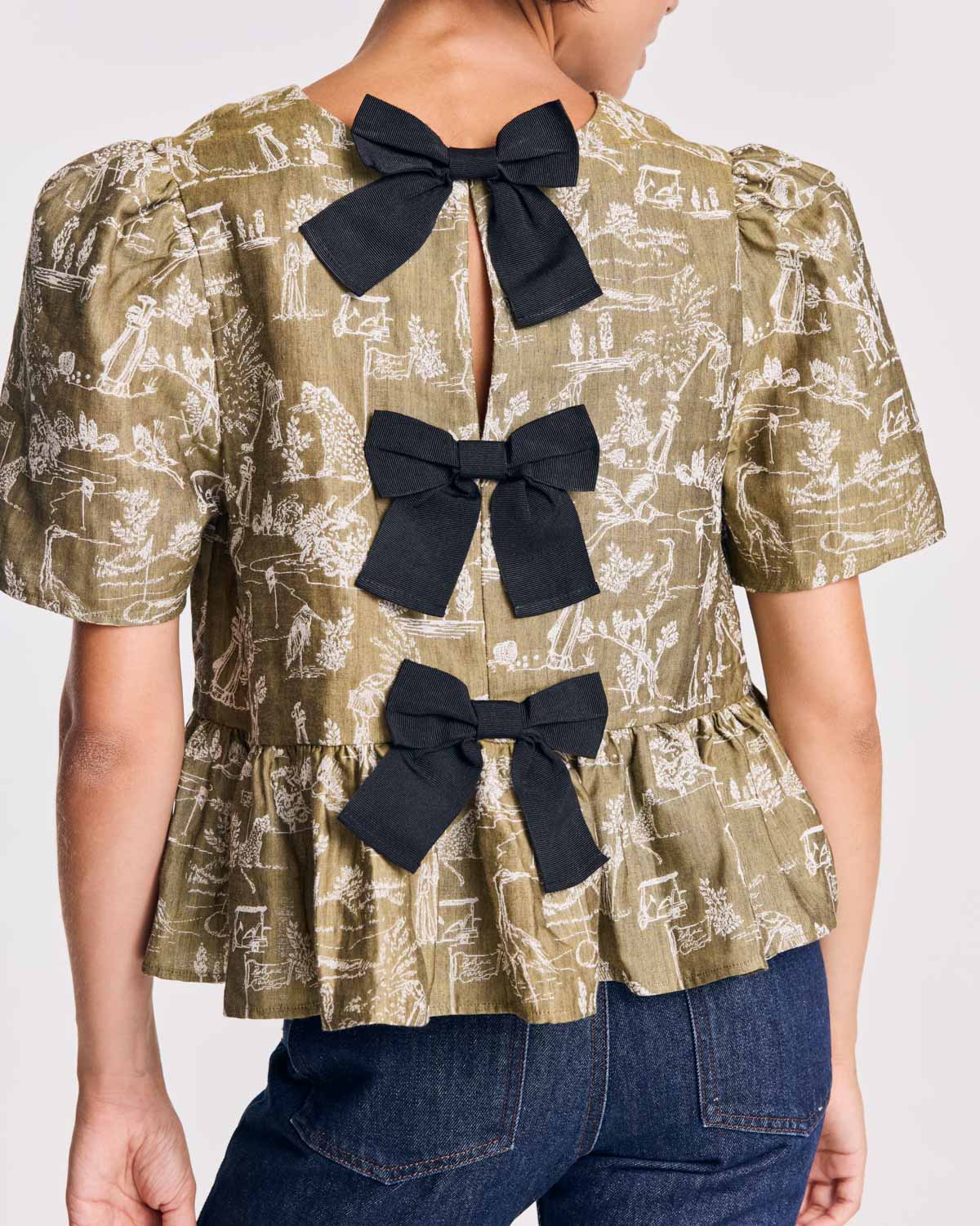 Naomi khaki play card print top
