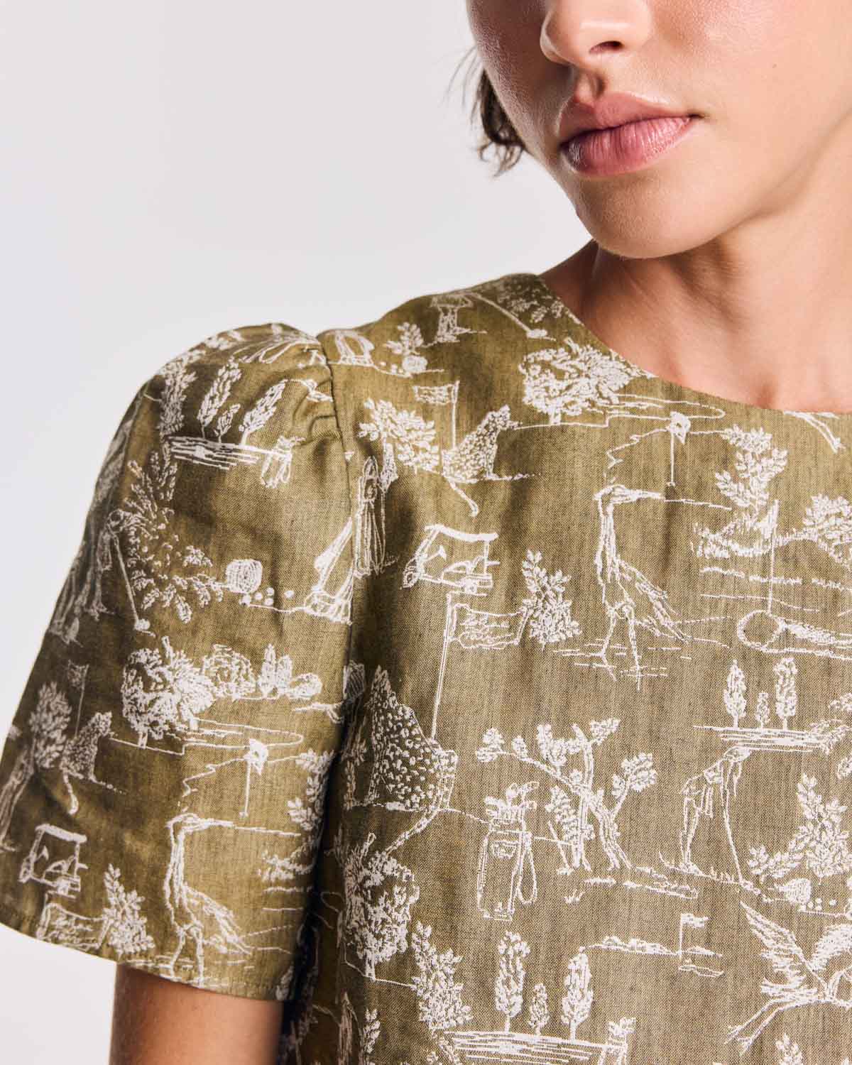Naomi khaki play card print top