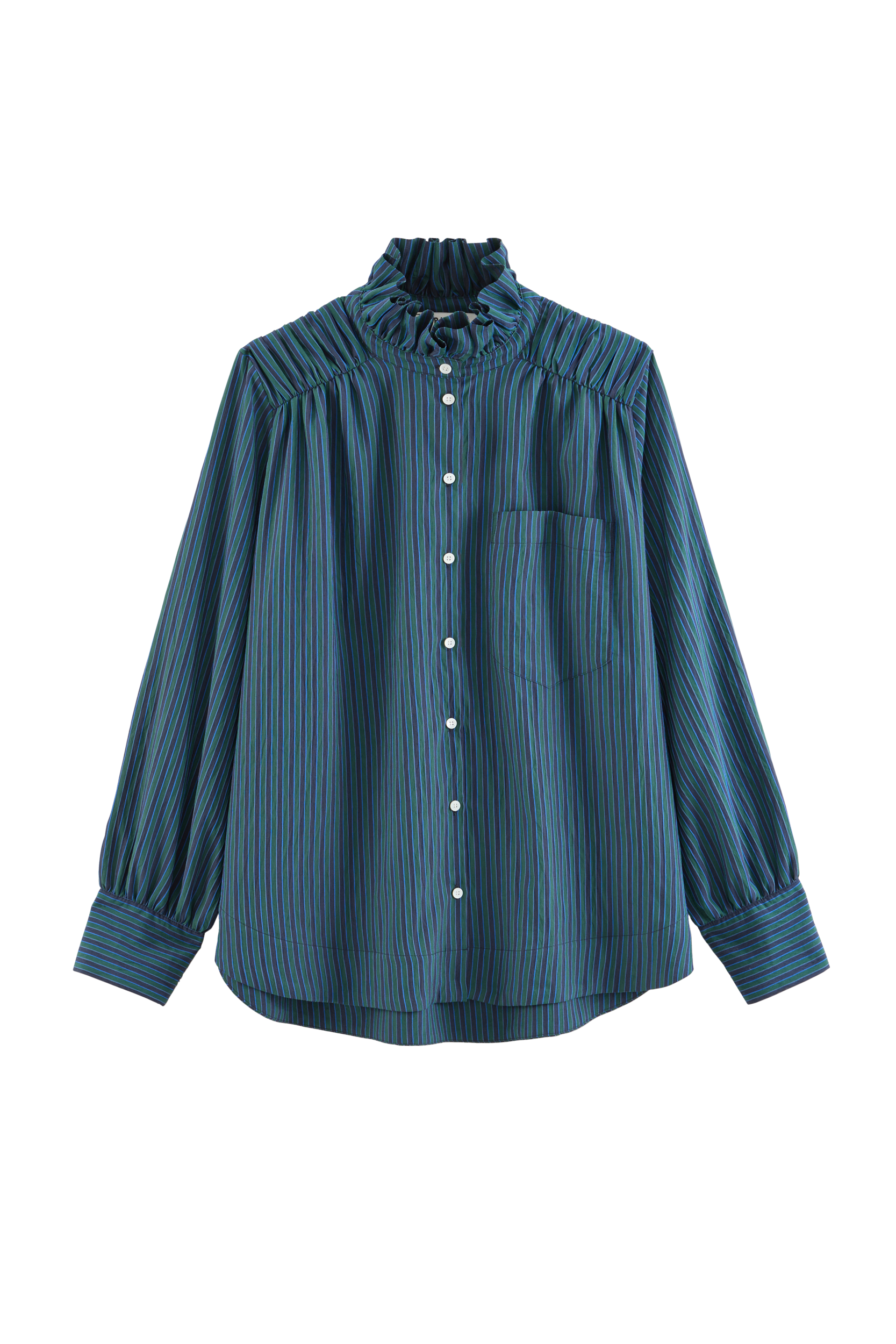 Shirt Léonor stripes green and blue