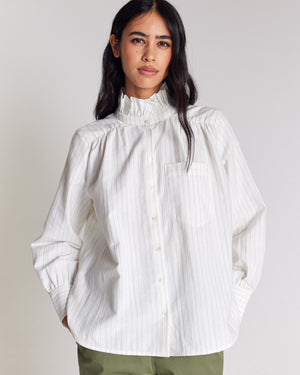 Chemise Léonor rayures vert et écru