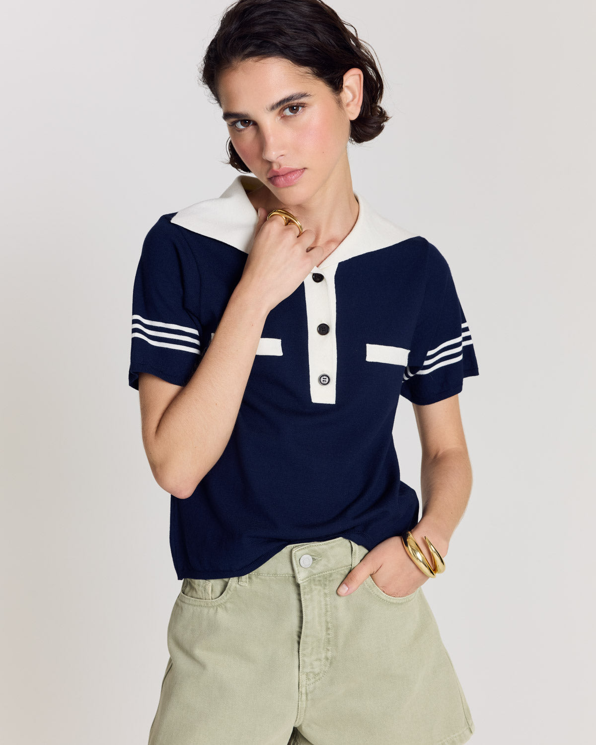 Polo Milan navy blue and white
