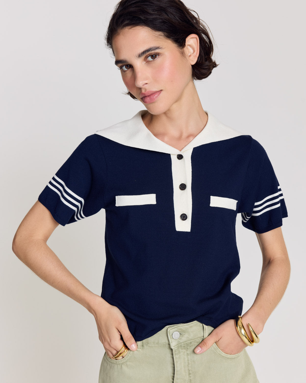 Polo Milan navy blue and white