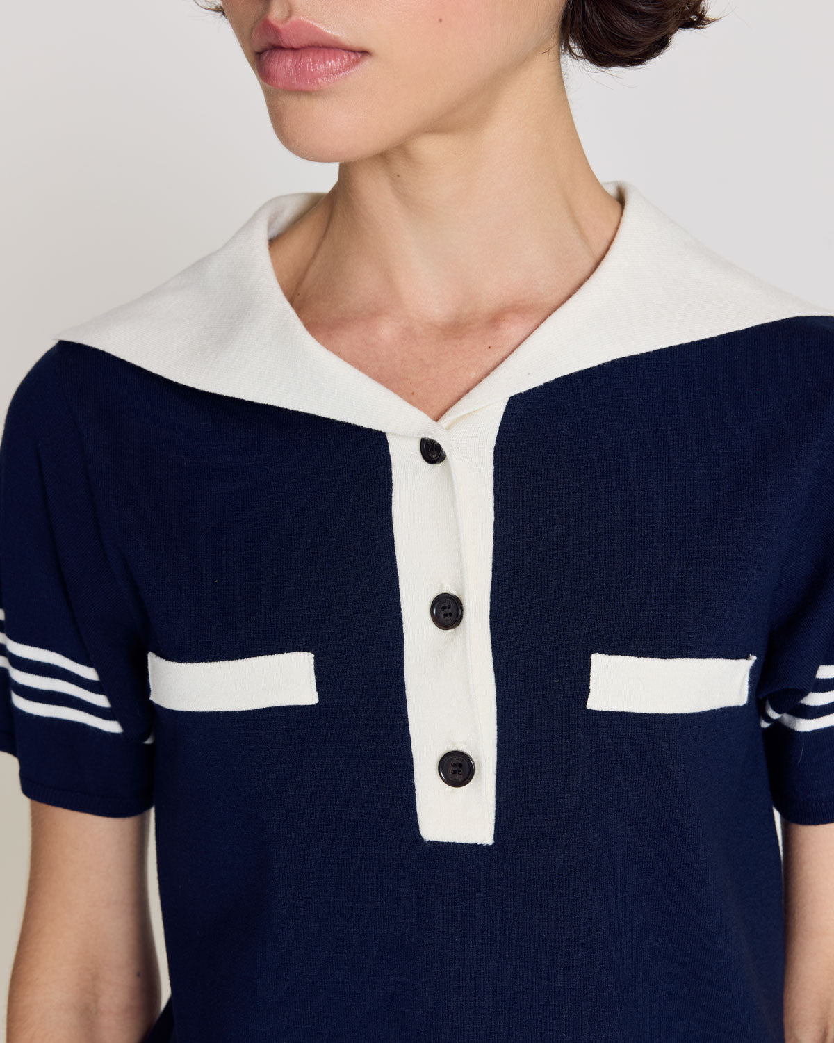 Polo Milan navy blue and white