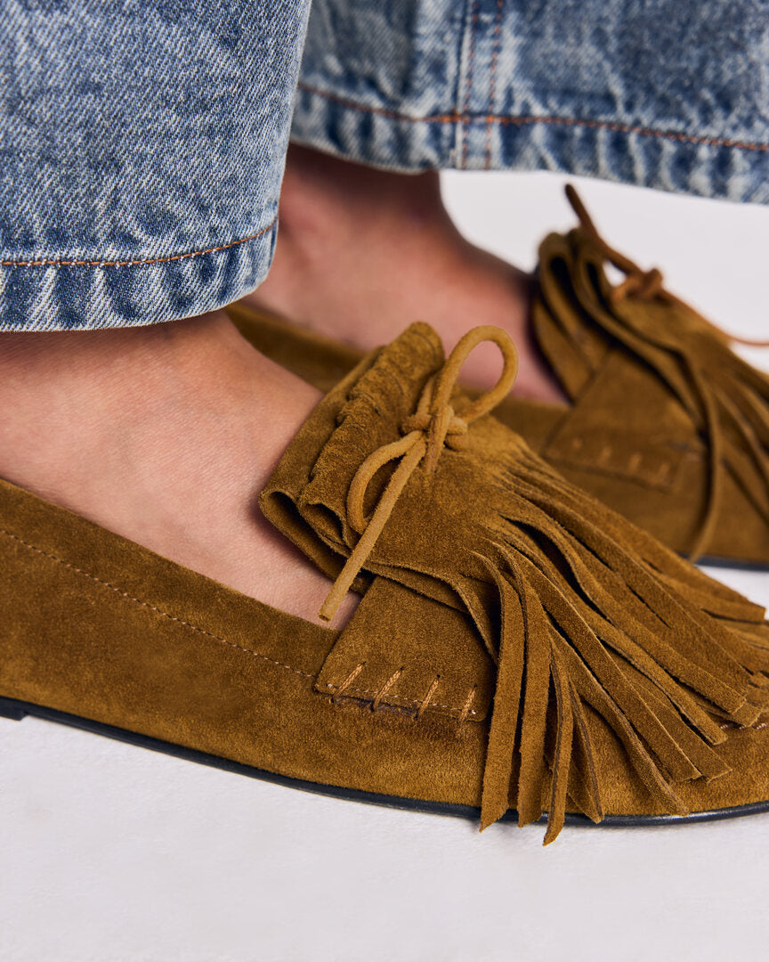 Mocassins Alix frange kaki