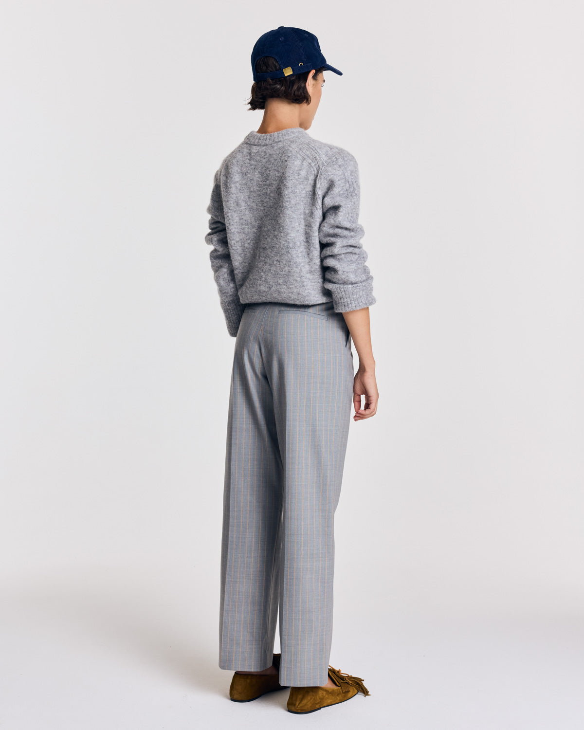 Pantalon Orlando rayures gris et beige