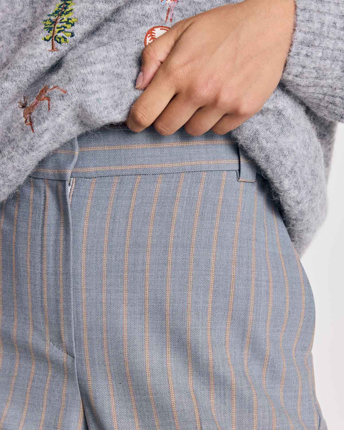 Pantalon Orlando rayures gris et beige
