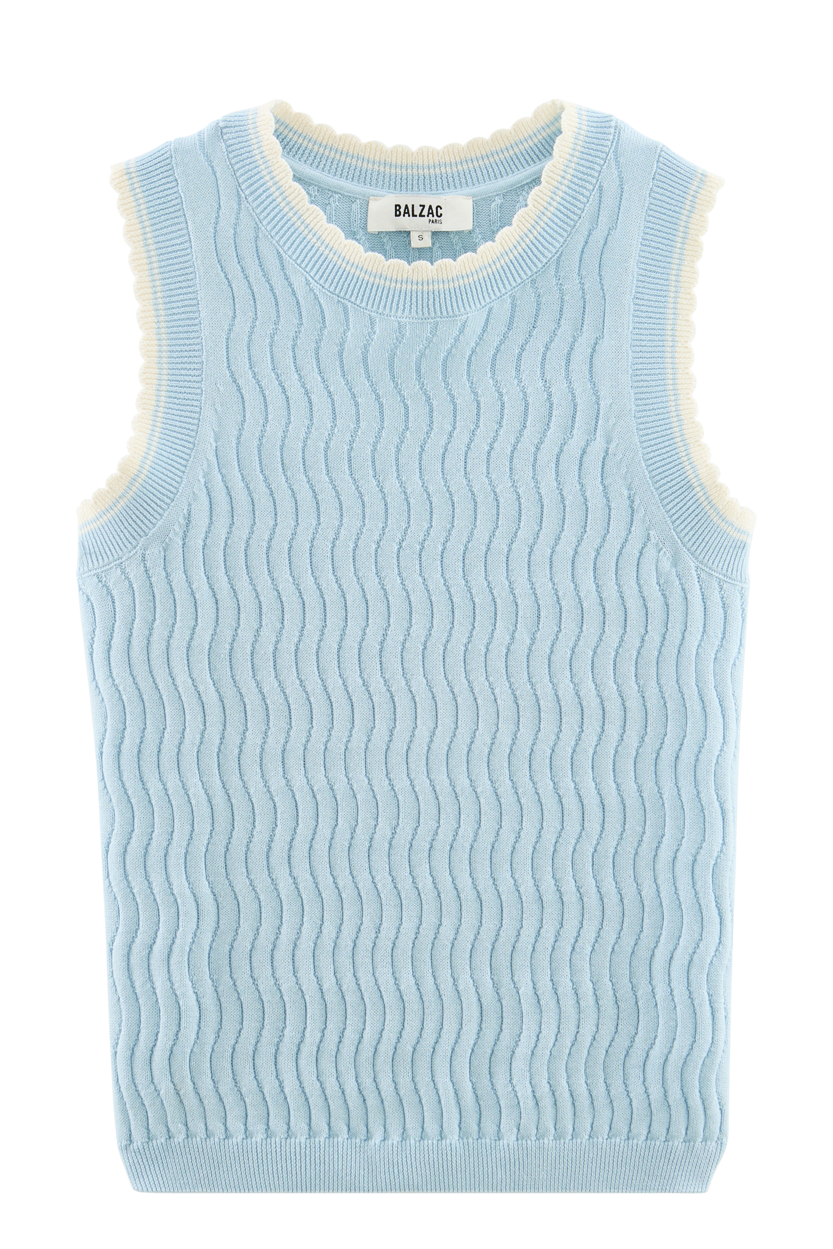 Top Kahny sky blue and white