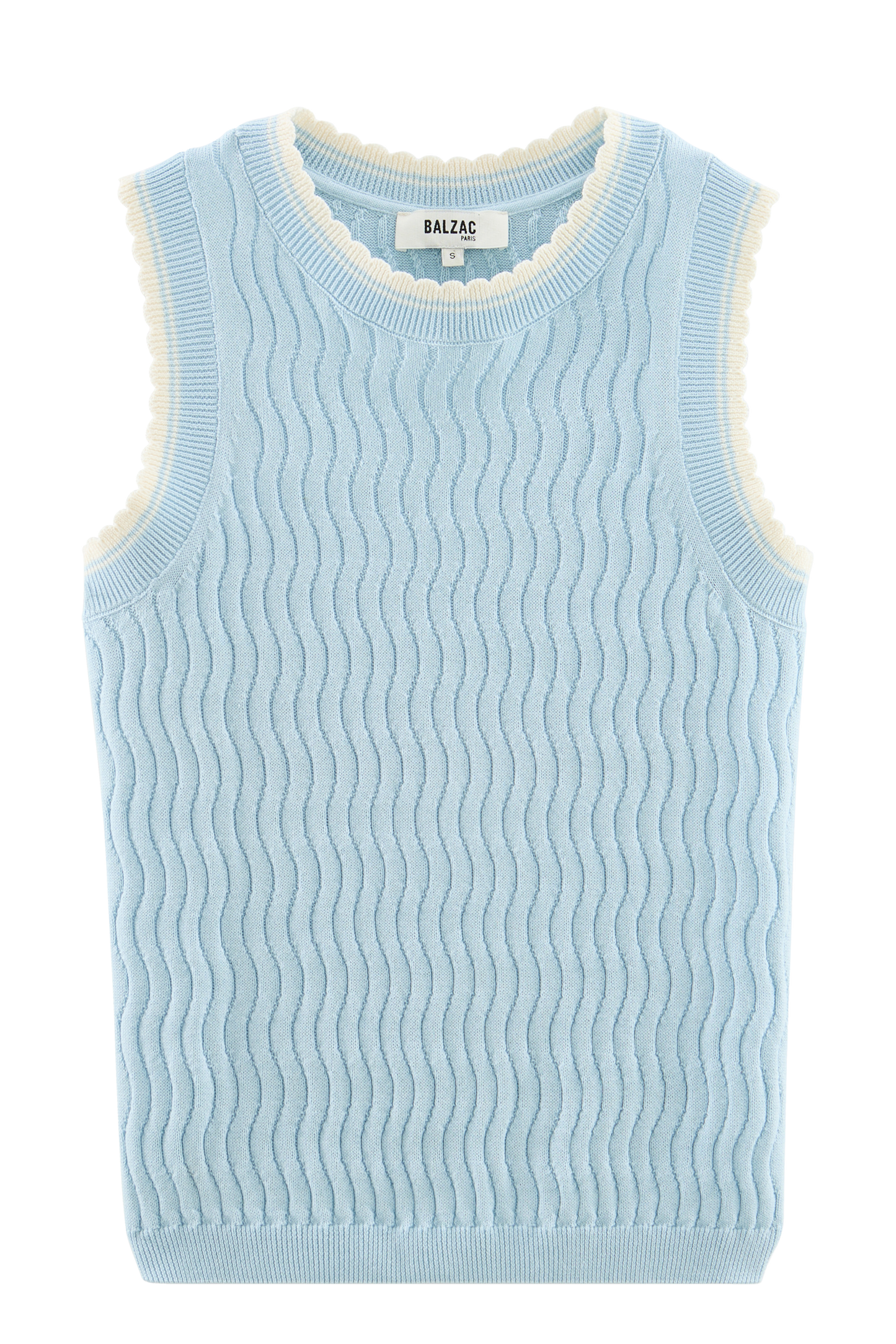 Top Kahny bleu ciel et blanc