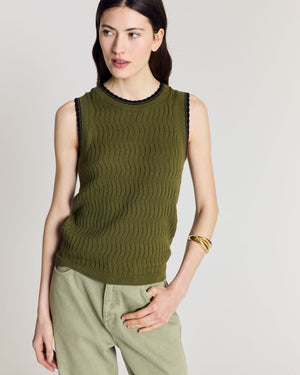 Top Kahny olive et noir