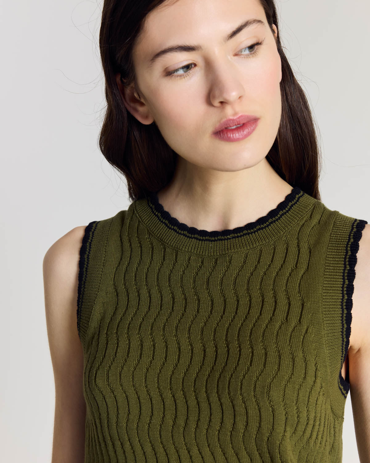 Kahny olive and black top