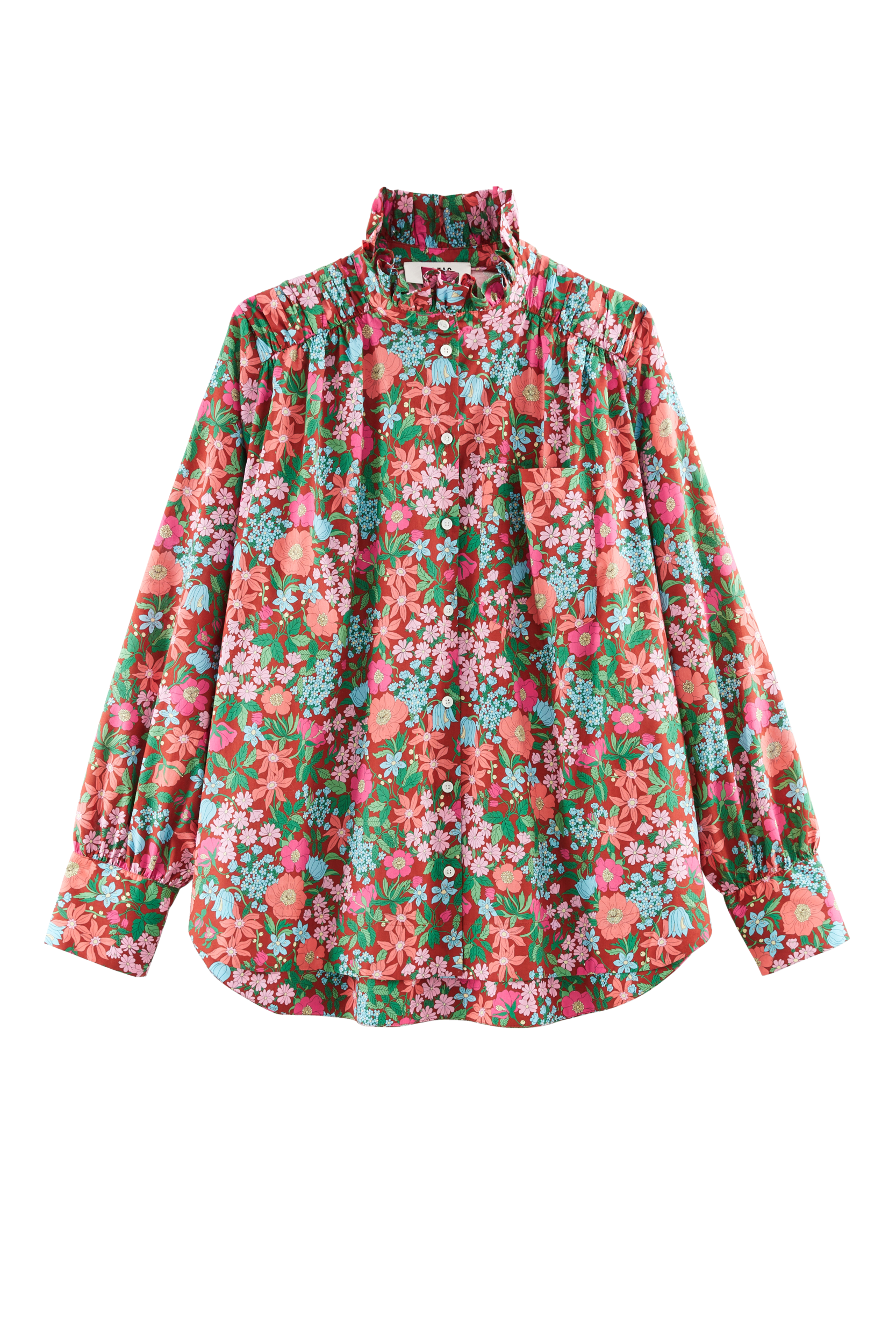 Shirt Leonor printed Liberty pink and burgundy