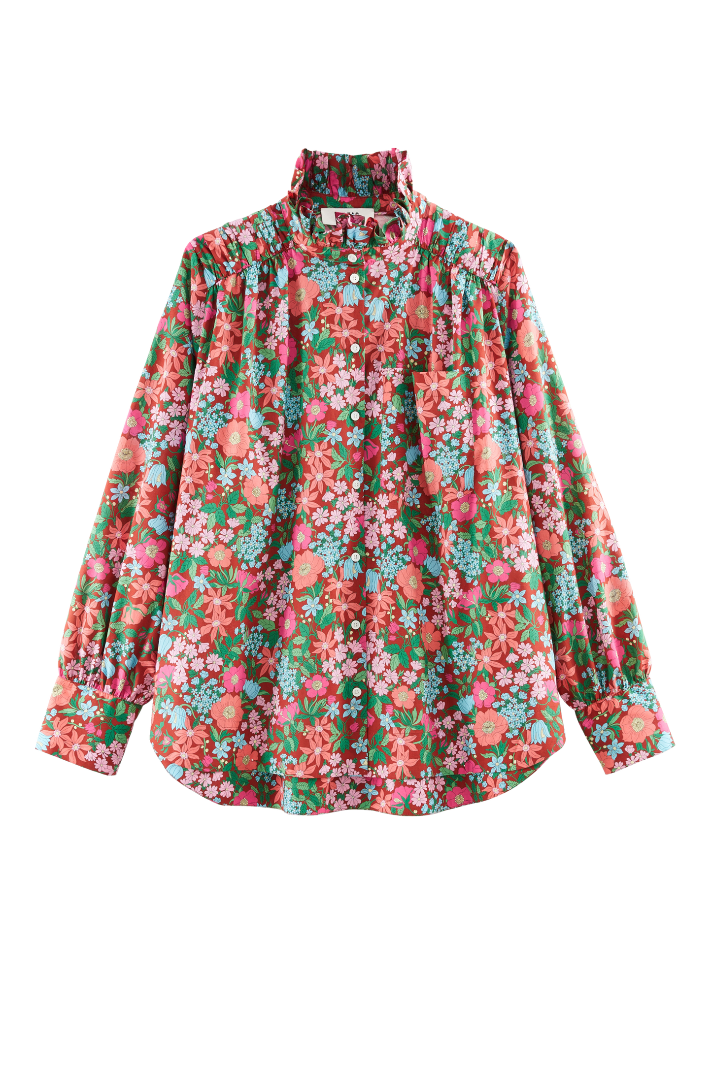 Leonor shirt in pink and burgundy Liberty print