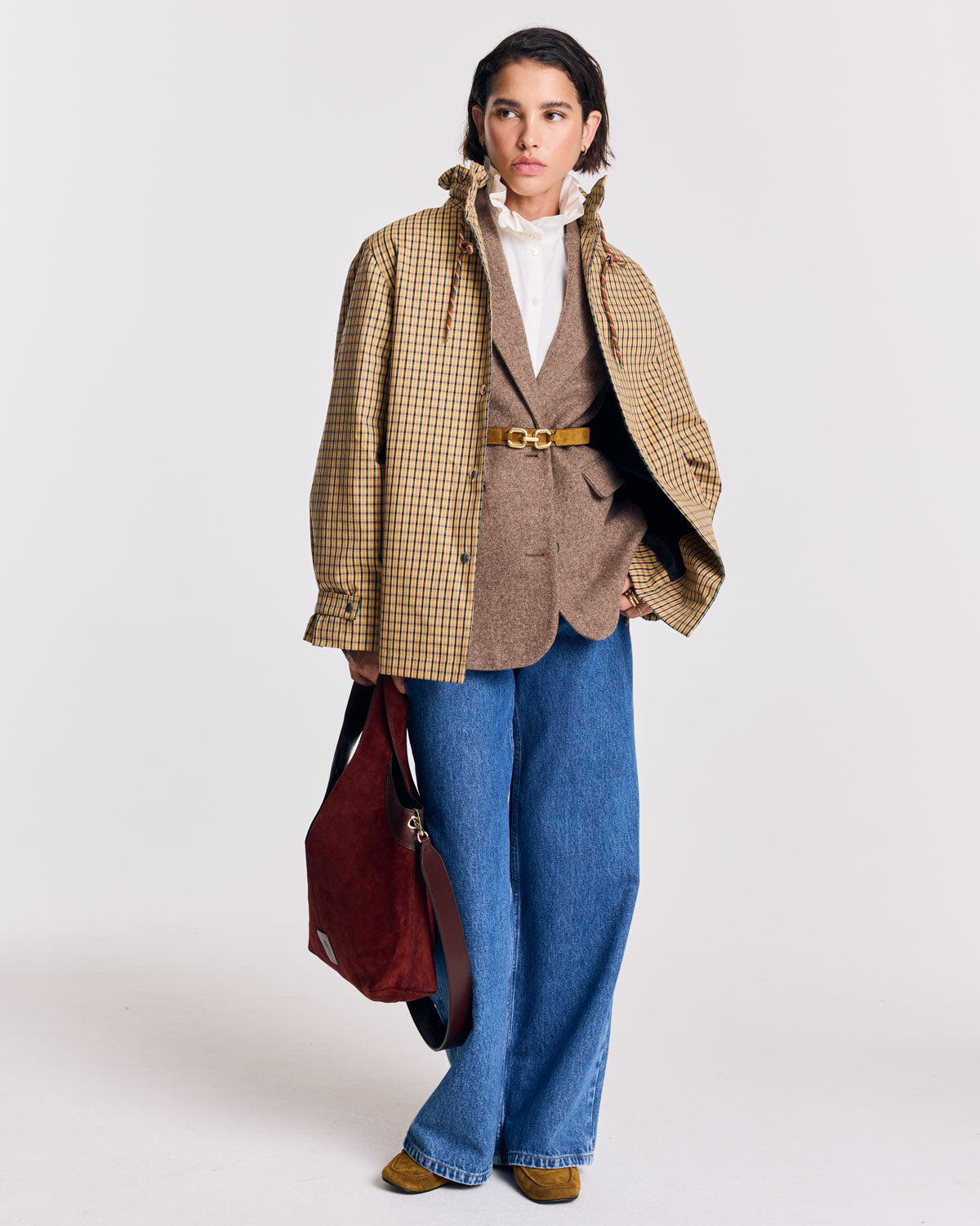 Veste Owen carreaux ocre et marine