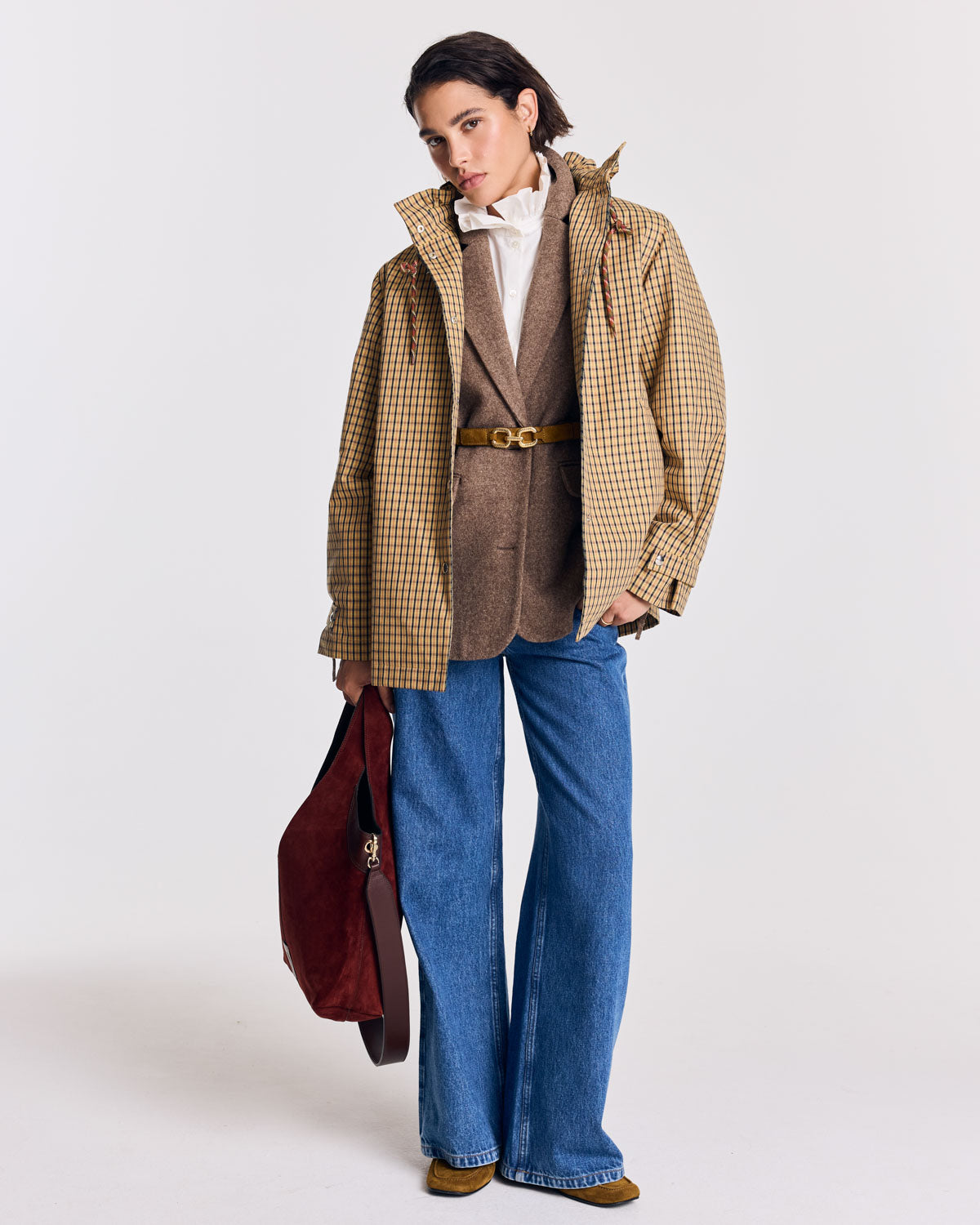 Veste Owen carreaux ocre et marine
