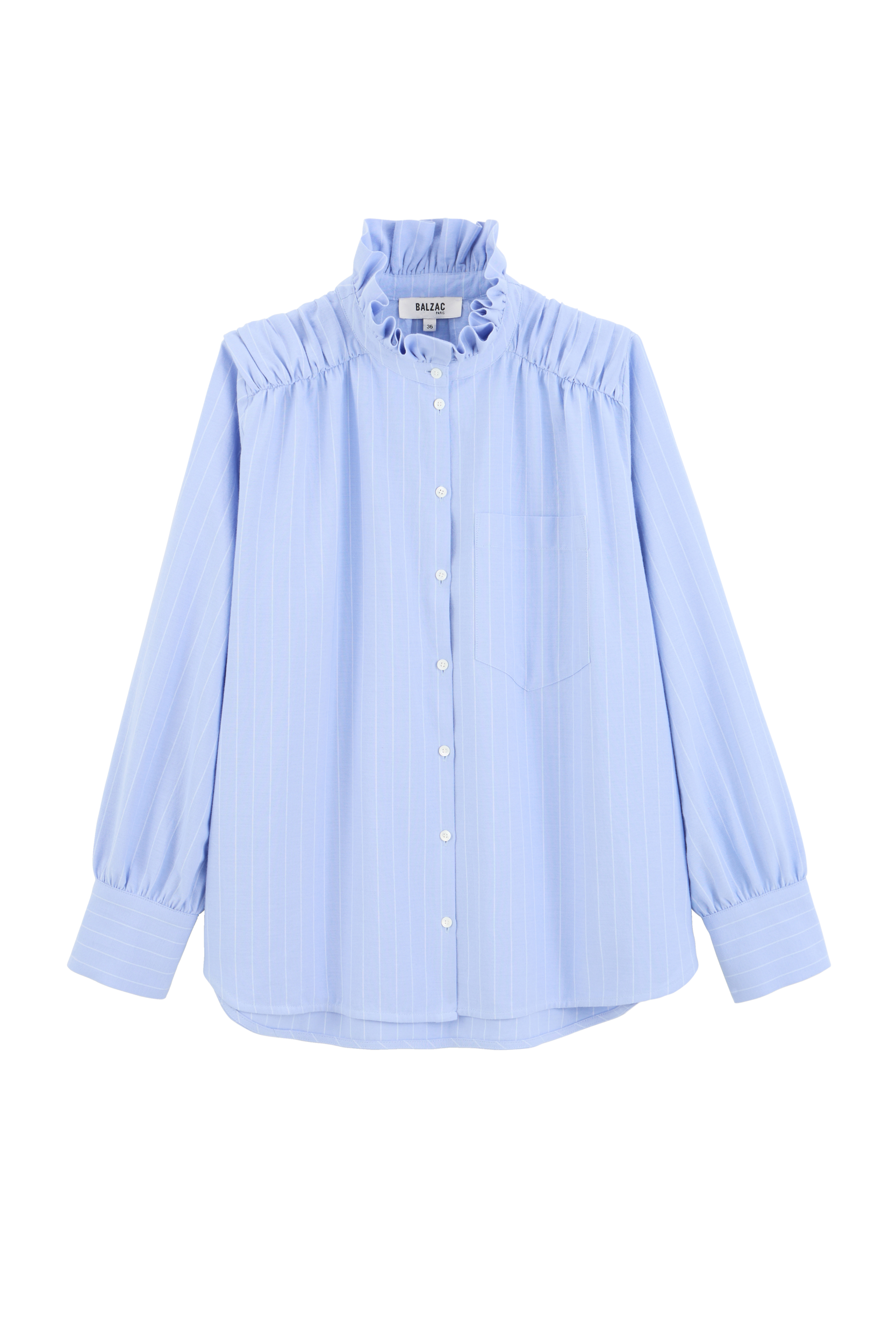 Camisa Léonor rayas azul lavande y blanco
