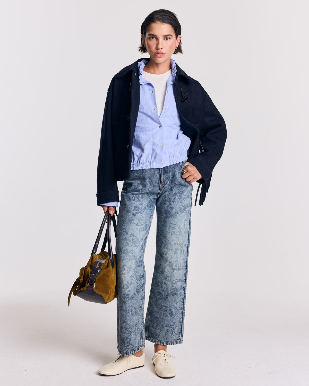 Chemise Louison rayures bleu lavande et blanc