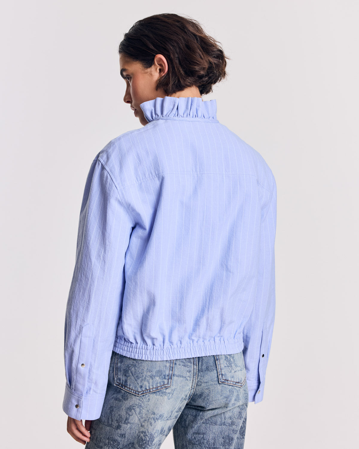 Chemise Louison rayures bleu lavande et blanc