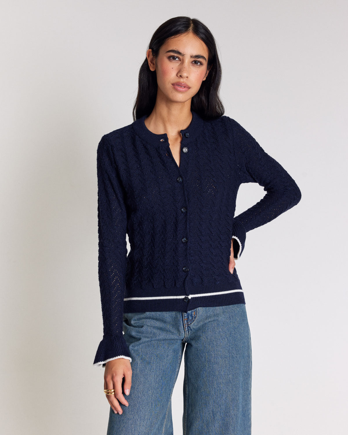 Adriana navy blue cardigan - Balzac Paris
