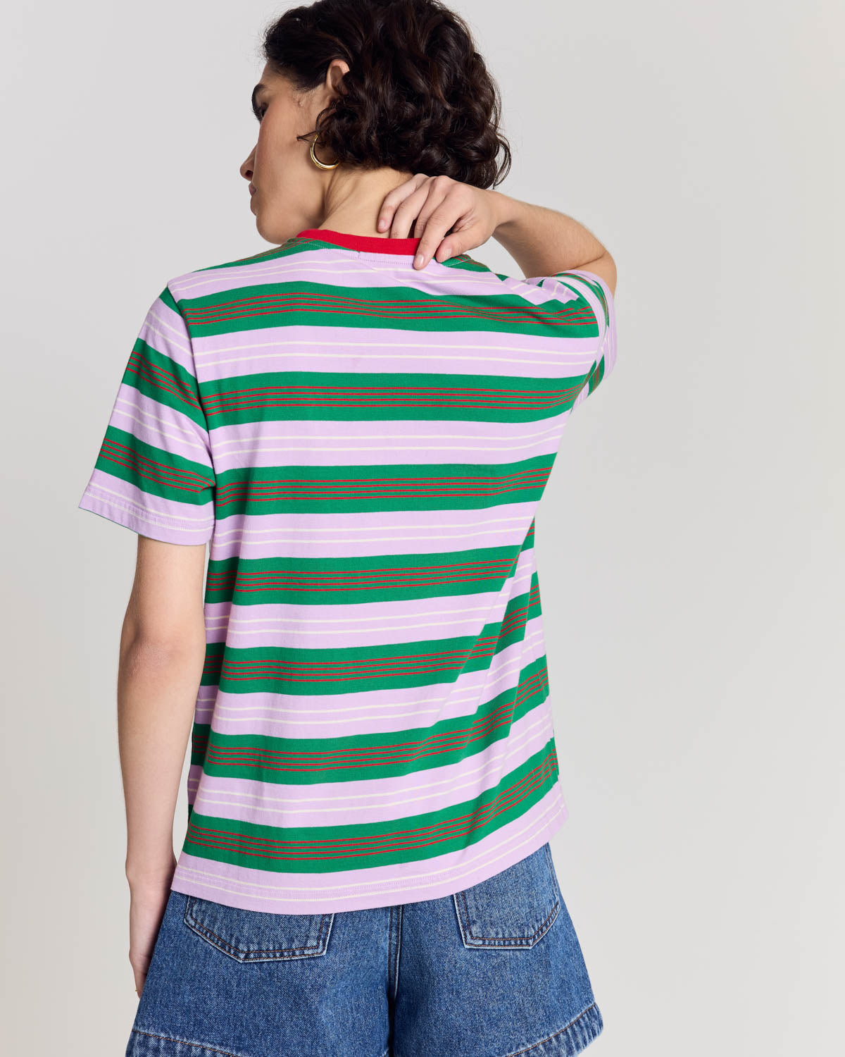 Tee-shirt Bree brodé rayures marine et violet